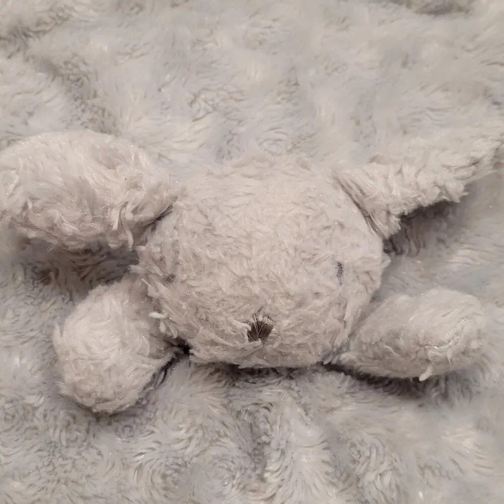Blankets and Beyond Gray Bunny Rabbit Baby Security Blanket Swirls Plush Lovey
